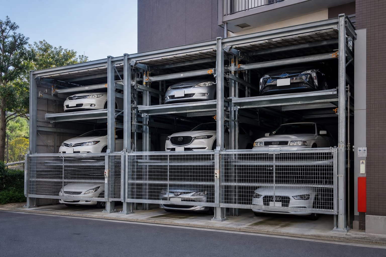 車を上下に収納する機械式駐車場